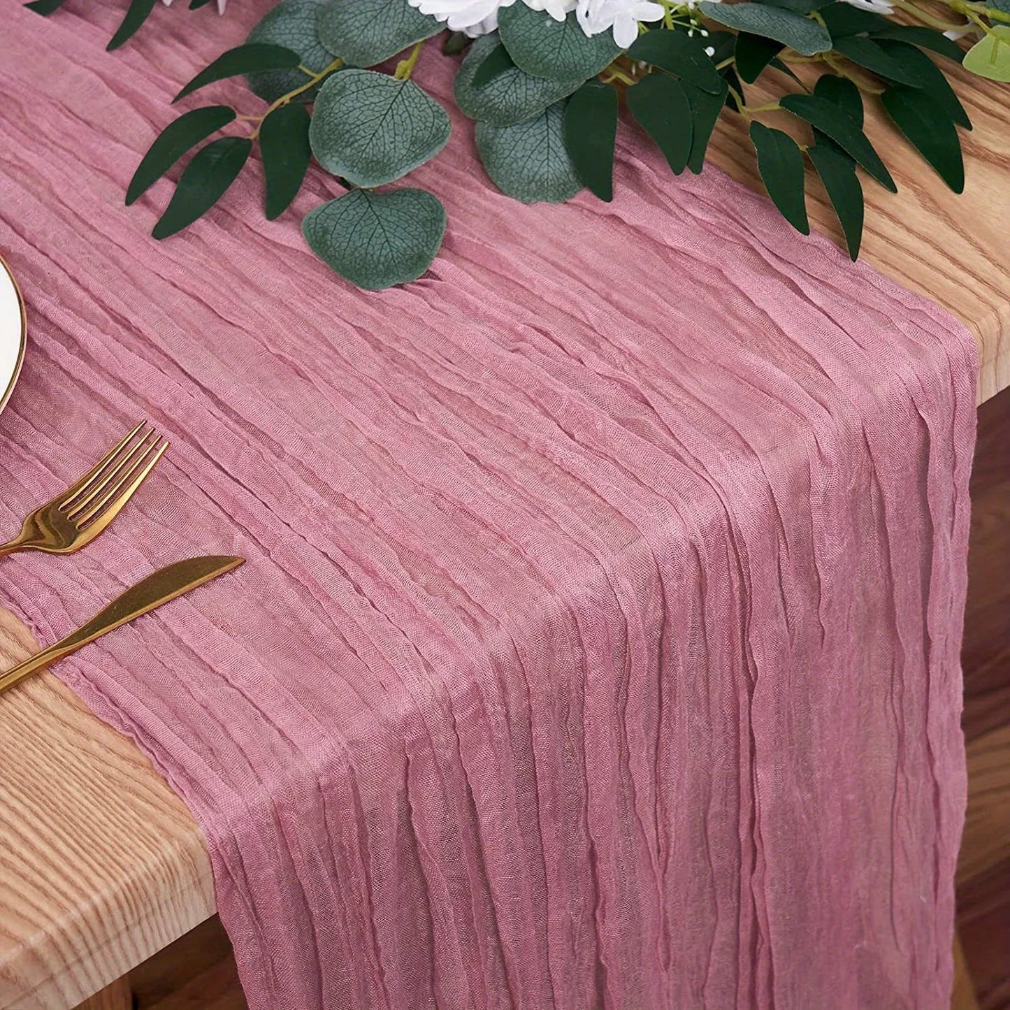 Boho Style Cheesecloth Table Runner – Romantic Decor | Long Gauze Sheer Table Runner | Elegant Scene Decor for Weddings | Home Accents