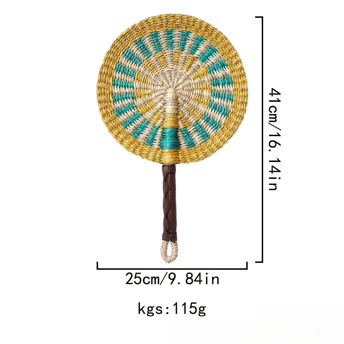 2025 New Hot-selling Seagrass Woven Straw Fan Wall Hanging African Element Wind Wall Decoration Daily Summer Hand Crank Pu