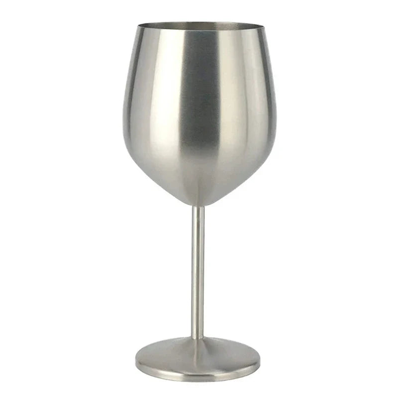 500ML Stainless Steel  Unbreakable Tall Champagne Glass Bar KTV European Style Goblet Glass Goblet Metal Red Wine Cocktail Glass