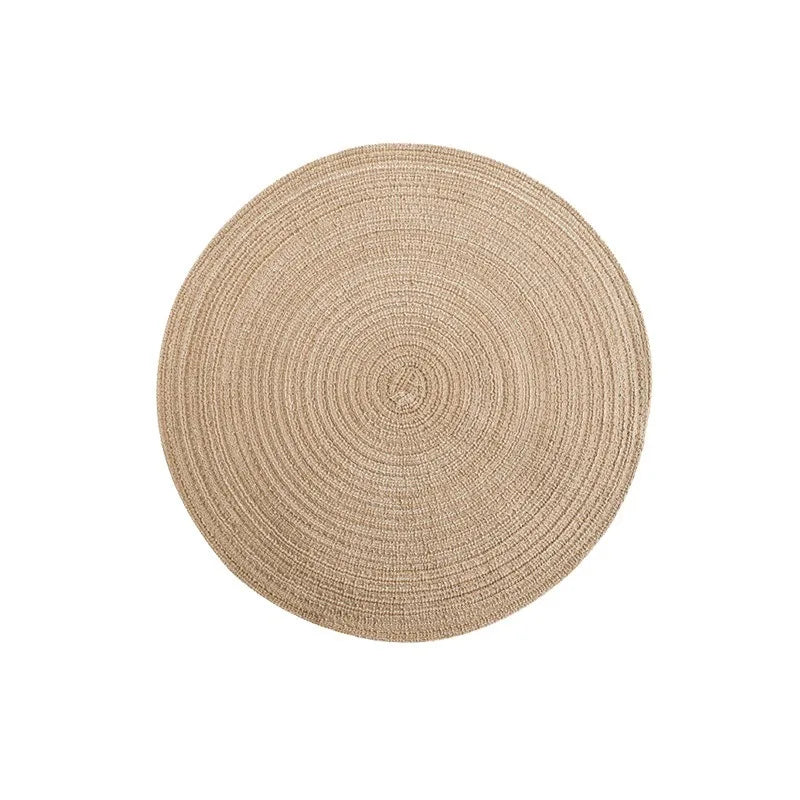 Nordic Style Imitation Cotton Yarn Placemat Round Ramie Woven Coaster Insulation Dish Mat Household Anti-scald Mat