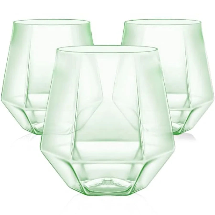 40 Pcak Plastic Stemless Wine cocktail Whiskey Champagne Glasses, 12 Oz Gold Rim Disposable Clear Unbreakable Cups for Party Ba