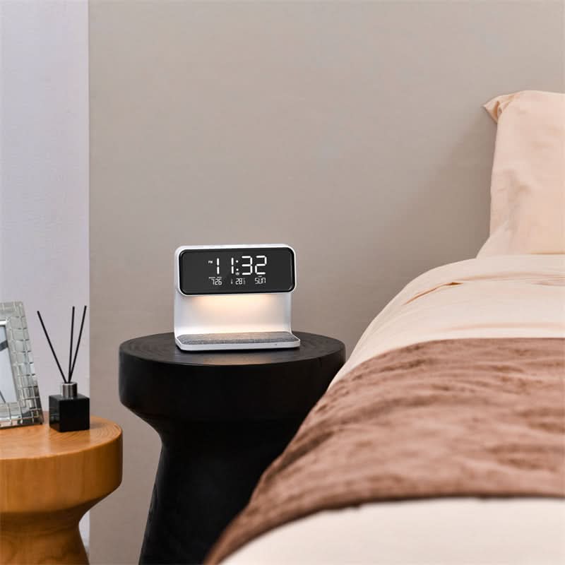 Nachtlampje met LCD Wekker en Draadloze Oplader 3-in-1 Touch Bediening