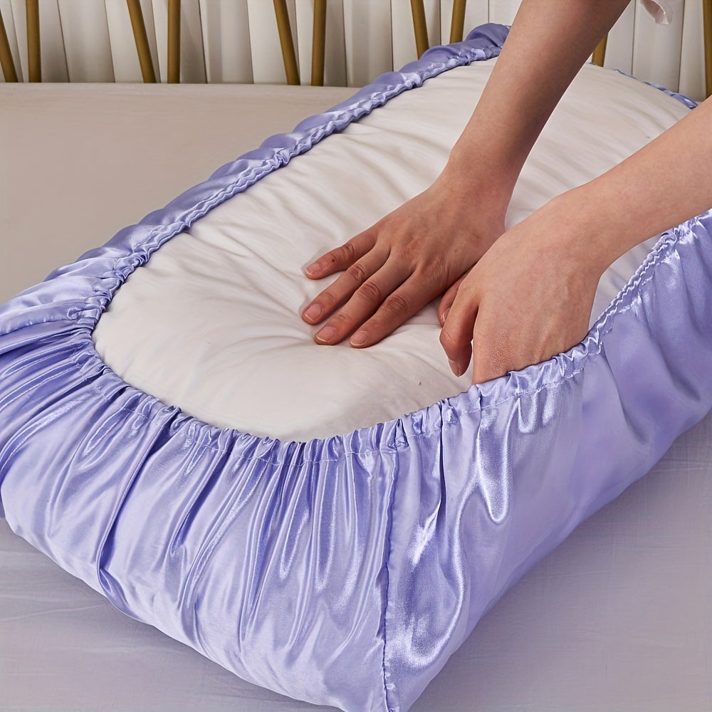 1pc Luxury Satin Pillowcase- Elegant Red, Pink, Green, Purple, Yellow, Teal, Golden, Brown, Orange, Navy, Burgundy