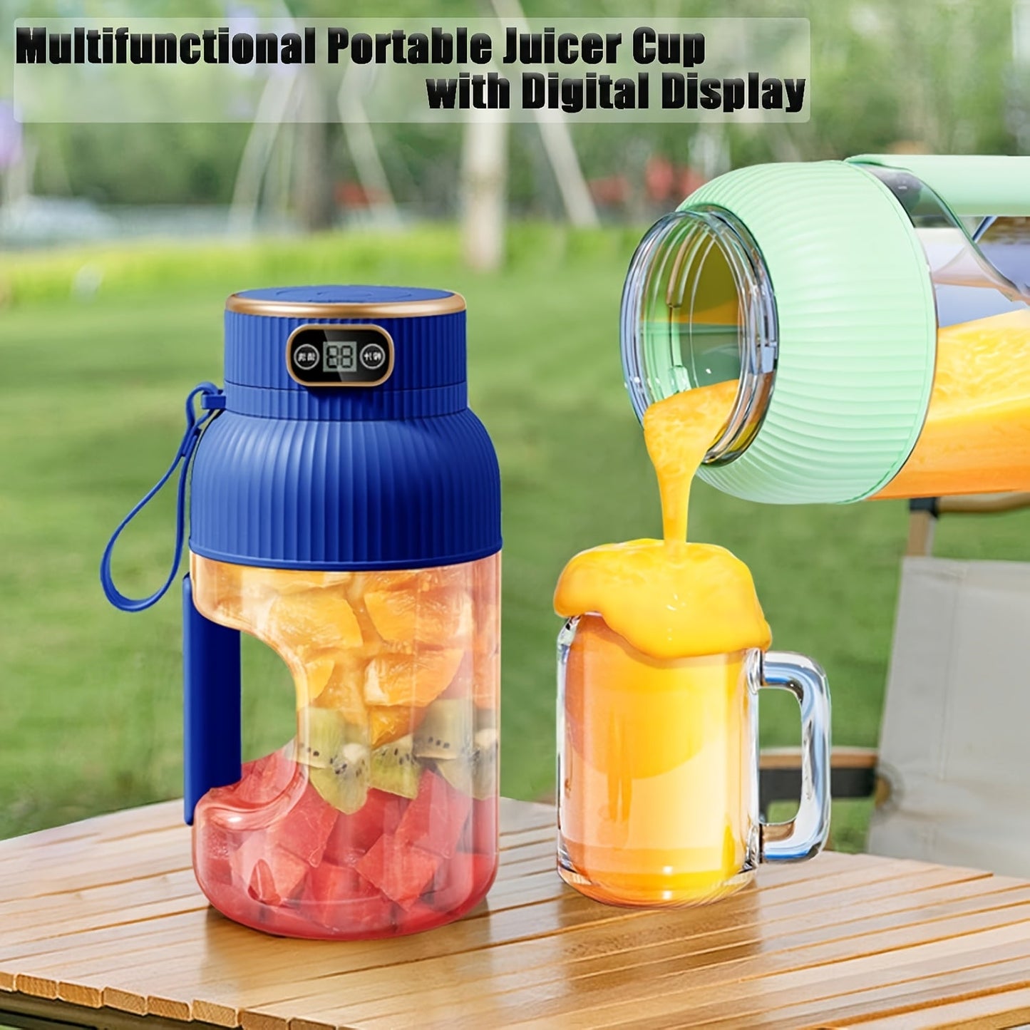 Fruit Juicer, Portable Multifunctional Drink Cup, Upgraded 10-Blade Large Capacity Portable Juicer, Multifunctional Juicer Blender Suitable for Vegetables, Fruits, And Smoothies, Rechargeable Juicer, Suitable for Sports, Travel