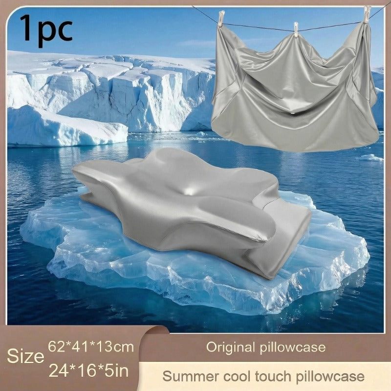 1pc Satin Neck Pillow Cover, Butterfly-shaped Original Pillow Cover, Summer Cool Pillow Cover, 60*40 Pillow Cover, Suitable for Women as a Cooling Pillow Cover, with Zipper Design/visible, Suitable as Easter Gifts