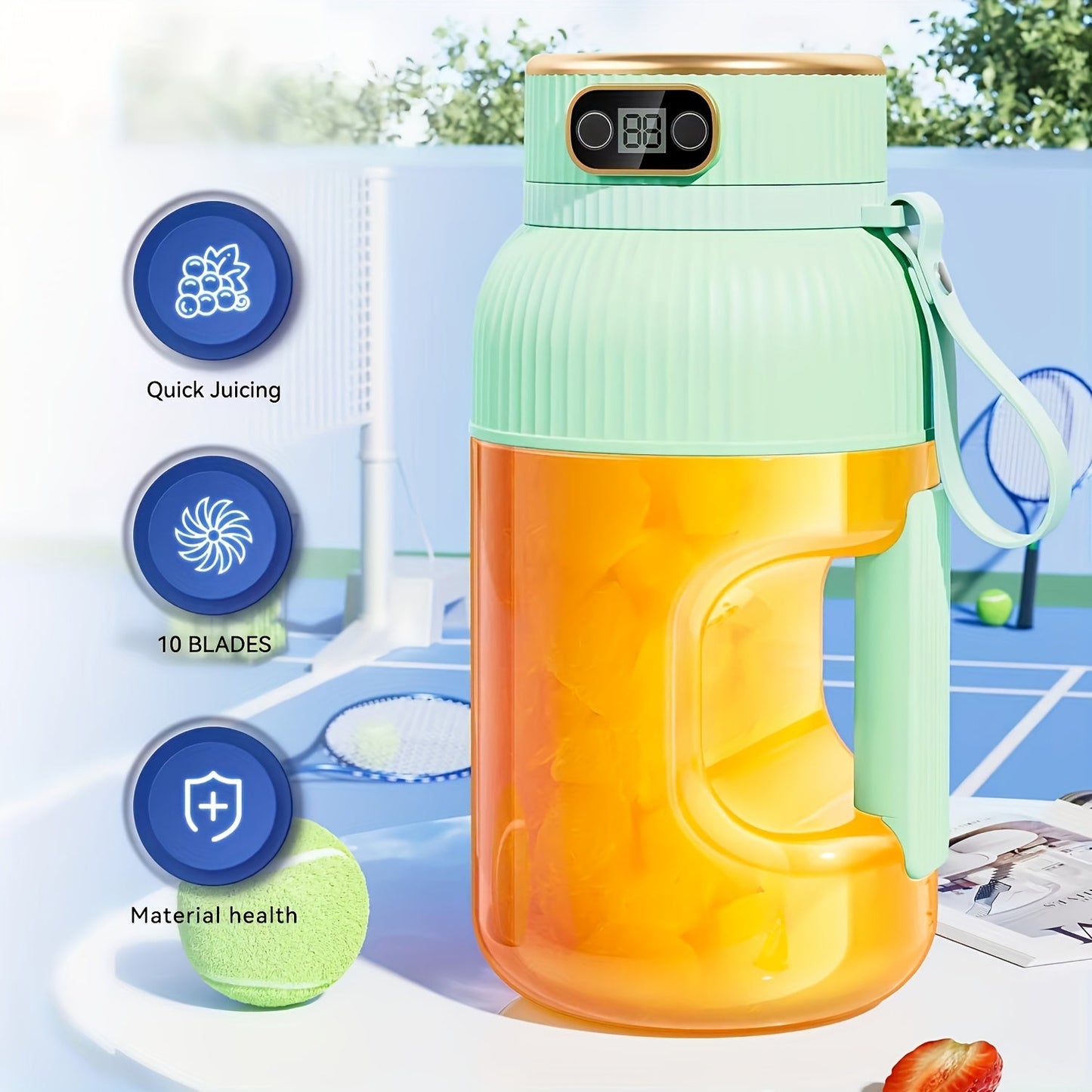 Fruit Juicer, Portable Multifunctional Drink Cup, Upgraded 10-Blade Large Capacity Portable Juicer, Multifunctional Juicer Blender Suitable for Vegetables, Fruits, And Smoothies, Rechargeable Juicer, Suitable for Sports, Travel