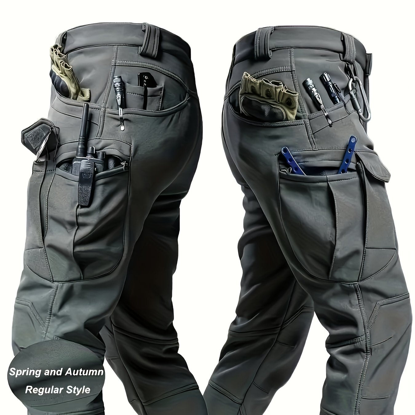 Men's Tactical Cargo Pants - Stretch Fabric with Multiple Pockets, Regular Fit, Machine Washable - Elastic Waist for Everyday Comfort - Durable Outdoor Hiking and Casual Workwear - Casual Cargo Pants