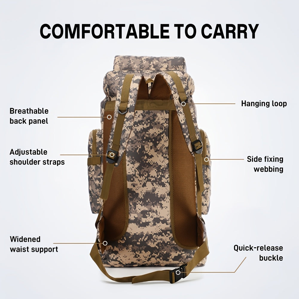 21.13gal Large Tactical Backpack For Men, Heavy Duty Hiking Camping Rucksack With MOLLE System, Durable Outdoor Travel Daypack For Hunting & Trekking