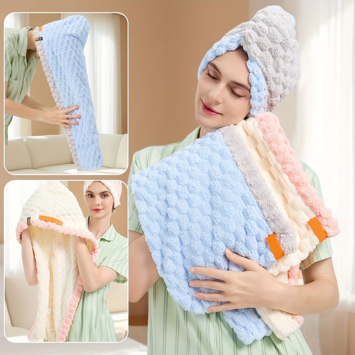 1pc Women'S Extra Large Quick-Dry Hair Towel - Super Absorbent Microfiber Turban with Wide Brim, 50x70cm (19.69x27.56in) for Curly, Wavy, Straight Hair - Thick & Soft for Home, Travel, Christmas Gift, Hair Towel For Women, Hair Towel For Men