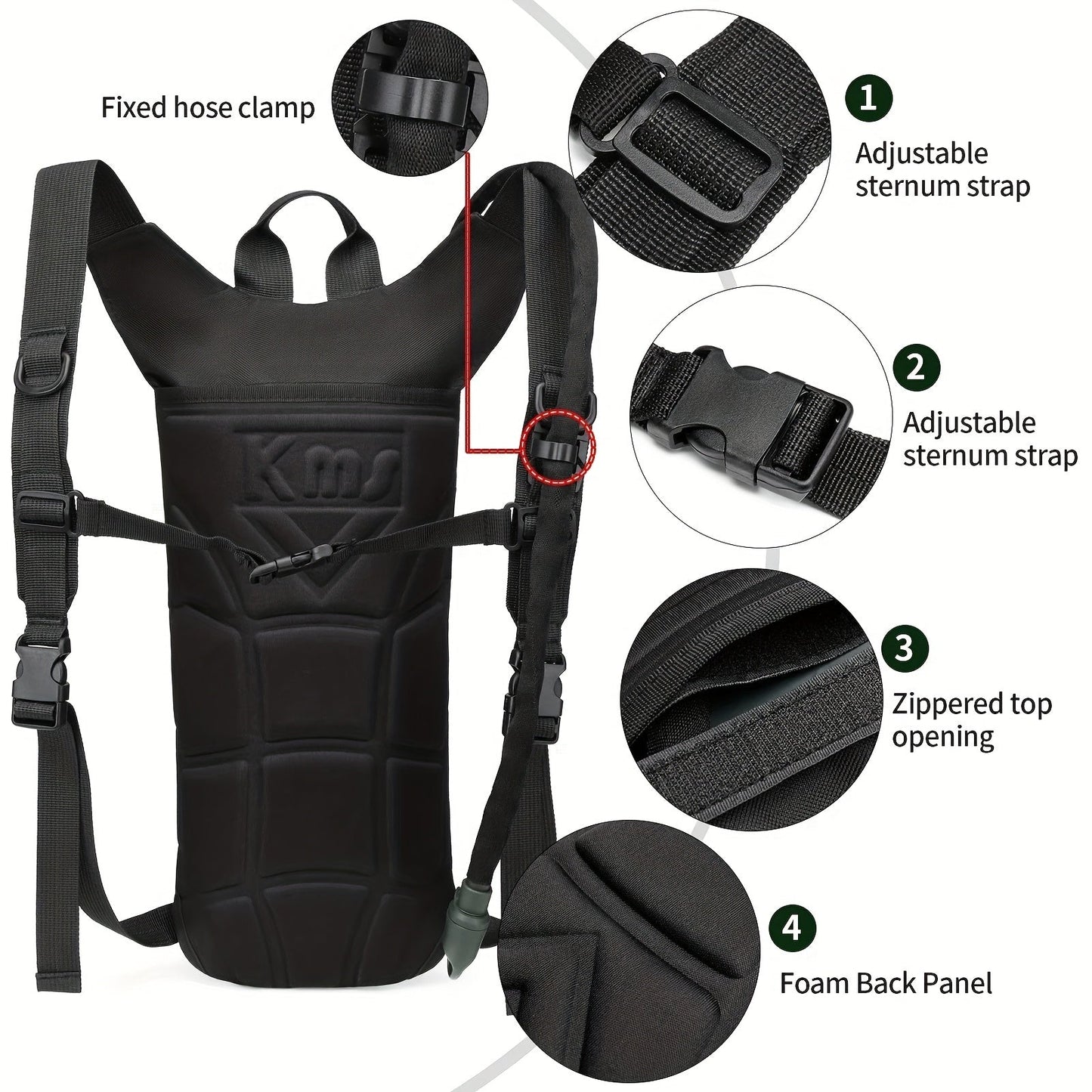 Hydration Backpack with 101.44oz Water Bladder - Tactical Water Bag Lightweight WithAdjustable Straps, Large Capacity for Hiking, Biking, Running & Climbing, Black, HikingBackpack