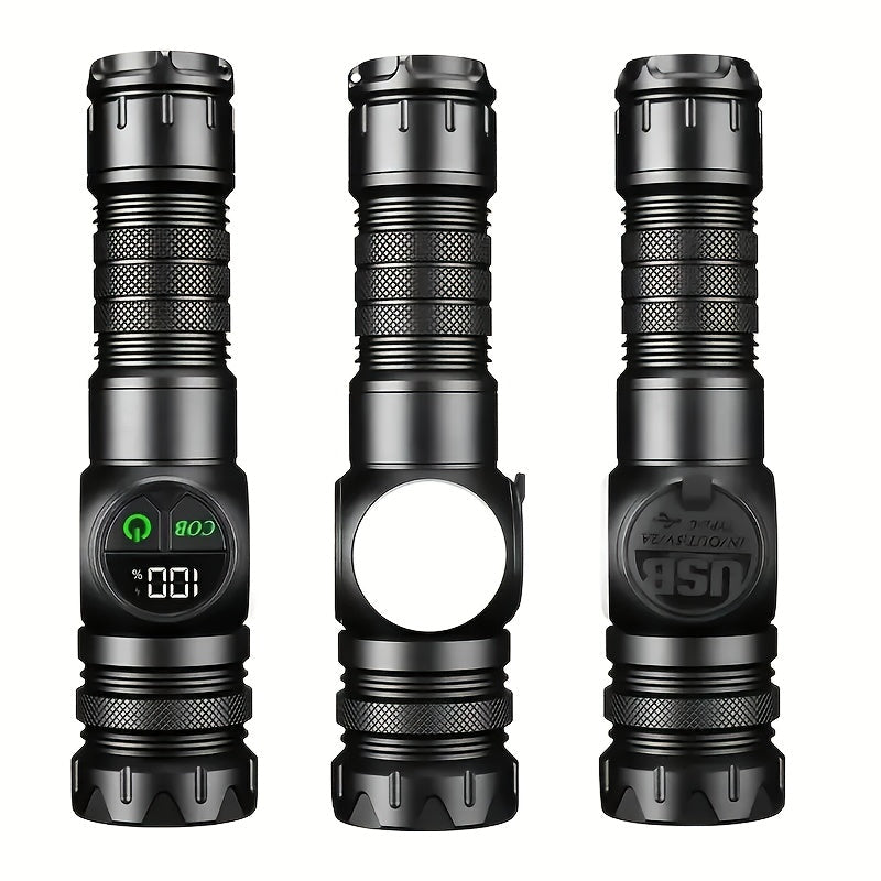 Multifunctional Rechargeable Flashlight with an Exquisite Case, Featuring Powerful Burst Brightness and Telescopic Zoom, Ultra-long Outdoor Battery Life, Work Light, Magnetic Repair Light, and Multifunctional Side Light. Suitable for Home