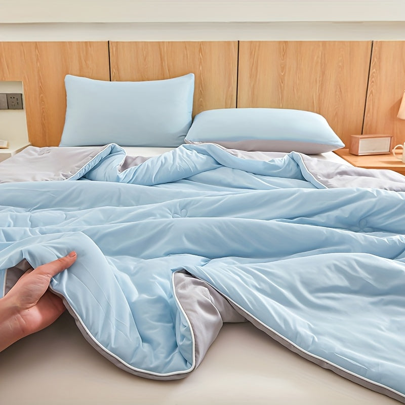 1pc Ultra-Soft Cool Summer Quilt - Lightweight & Breathable Air Conditioning Blanket, Skin-Friendly Cooling Material, Perfect for Hot Sleepers, Solid Color, Easy Care