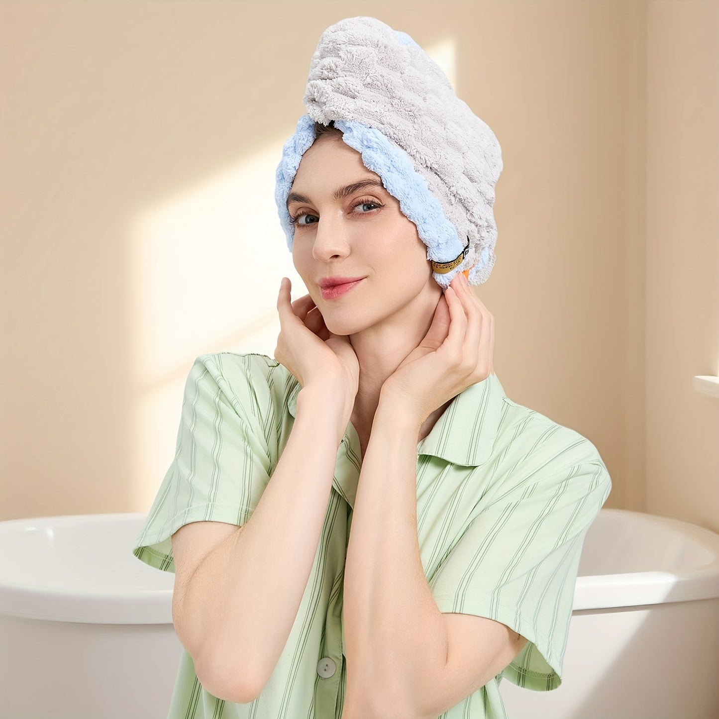 1pc Women'S Extra Large Quick-Dry Hair Towel - Super Absorbent Microfiber Turban with Wide Brim, 50x70cm (19.69x27.56in) for Curly, Wavy, Straight Hair - Thick & Soft for Home, Travel, Christmas Gift, Hair Towel For Women, Hair Towel For Men