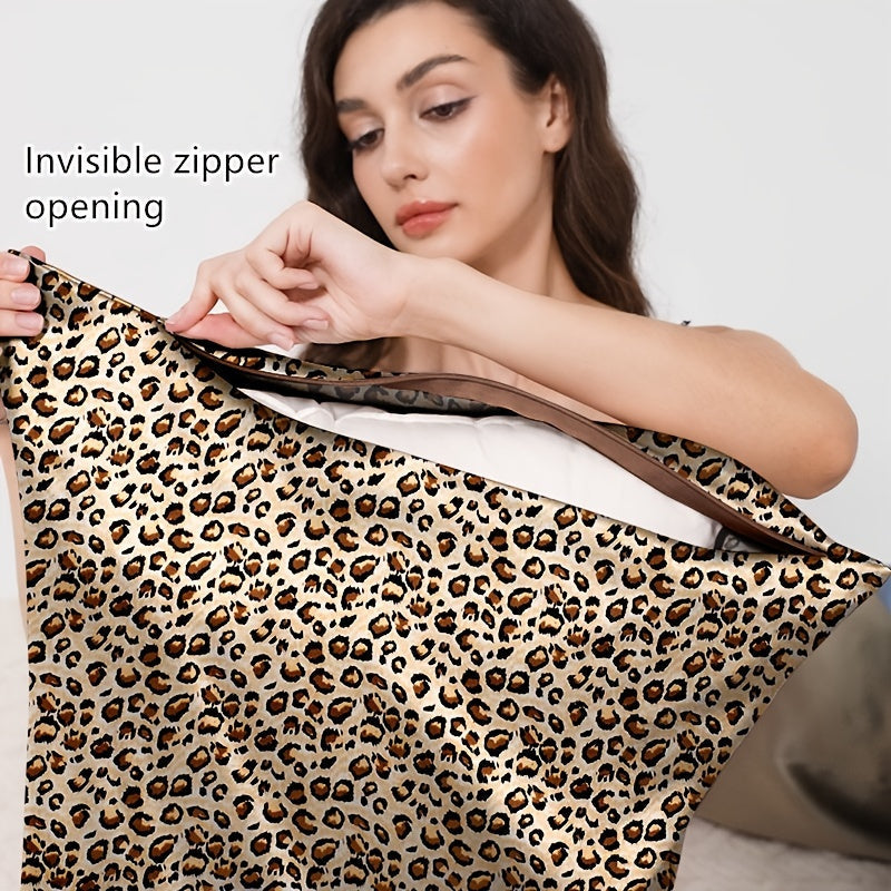 1pc Luxurious 100% Mulberry Silk Pillowcase with Zipper Closure - Soft Leopard Print, Polka Dot & Floral Designs, Skin-Friendly & Durable, Multiple Colors Available