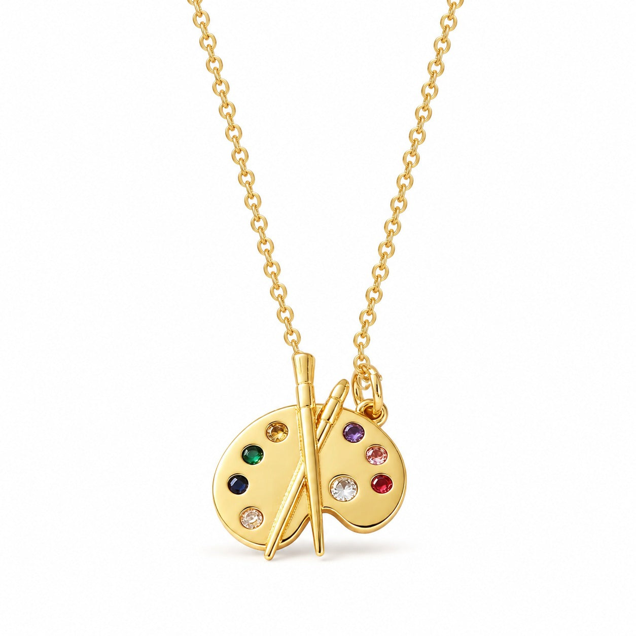 Artist Palette Gemstone Pendant Necklace