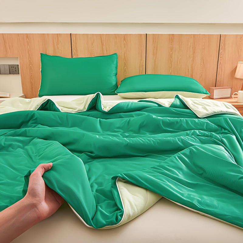 1pc Ultra-Soft Cool Summer Quilt - Lightweight & Breathable Air Conditioning Blanket, Skin-Friendly Cooling Material, Perfect for Hot Sleepers, Solid Color, Easy Care