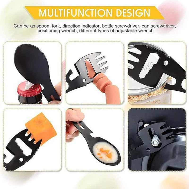 New 10-In-1 Multifunctional Outdoor Camping Survival Spork Kitchen Multifunctional Wrench Bottle Opener Spoon
