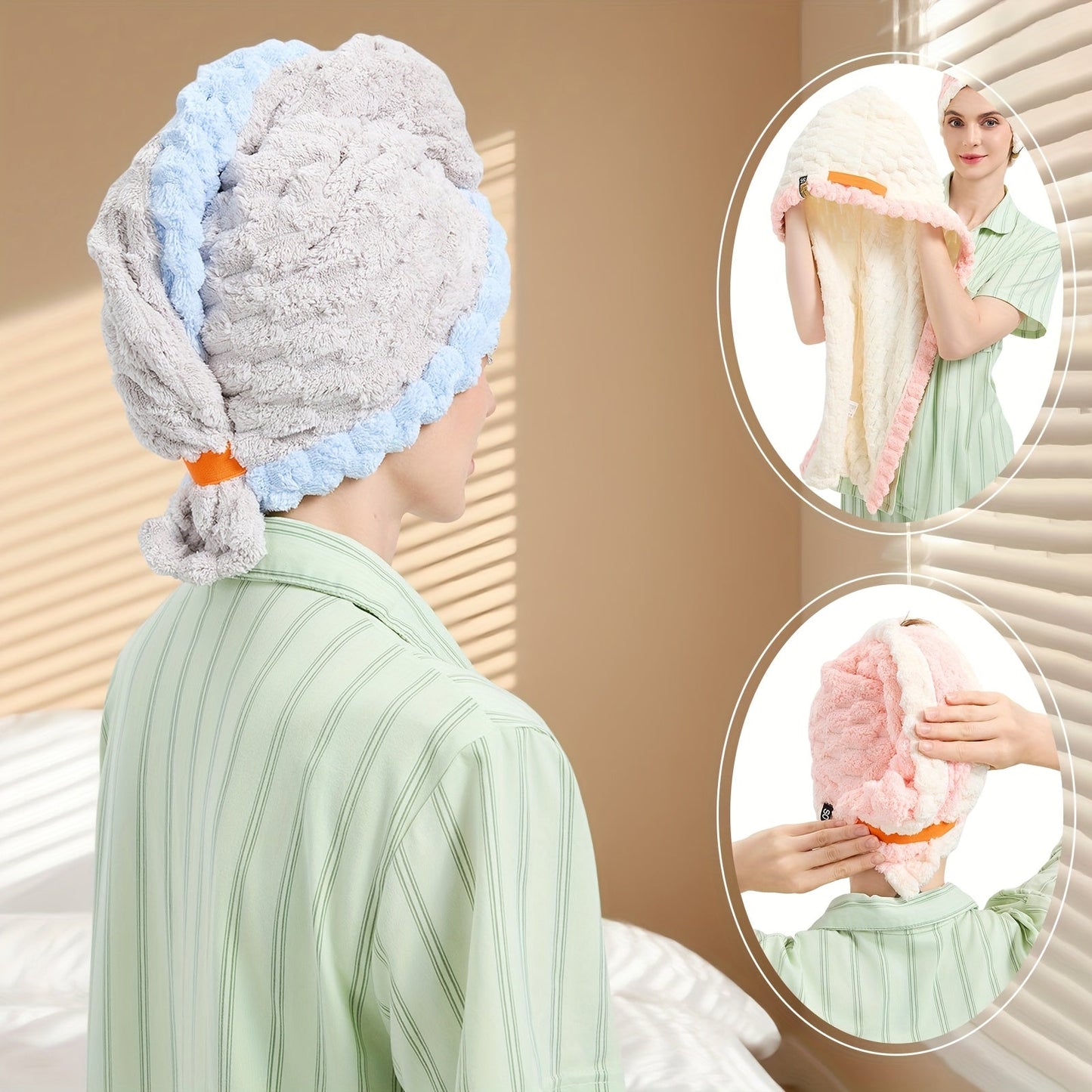 1pc Women'S Extra Large Quick-Dry Hair Towel - Super Absorbent Microfiber Turban with Wide Brim, 50x70cm (19.69x27.56in) for Curly, Wavy, Straight Hair - Thick & Soft for Home, Travel, Christmas Gift, Hair Towel For Women, Hair Towel For Men