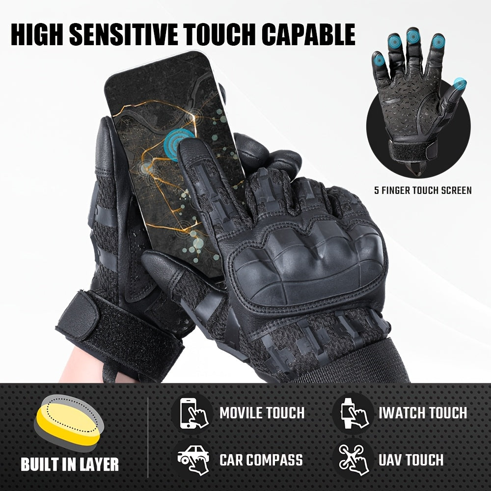 Men'S Hard Shell Protective Gloves, Touch Screen Tactical Gloves, Suitable for Outdoor Sports, Climbing, Hiking, Men And Women, Summer Winter