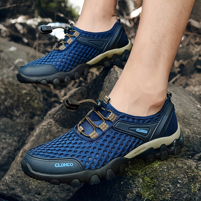 Mesh Shoes, Rubber Thick Sole, Handcrafted Cold Glue Shoes, Outdoor Casual Athletic Men'S Shoes