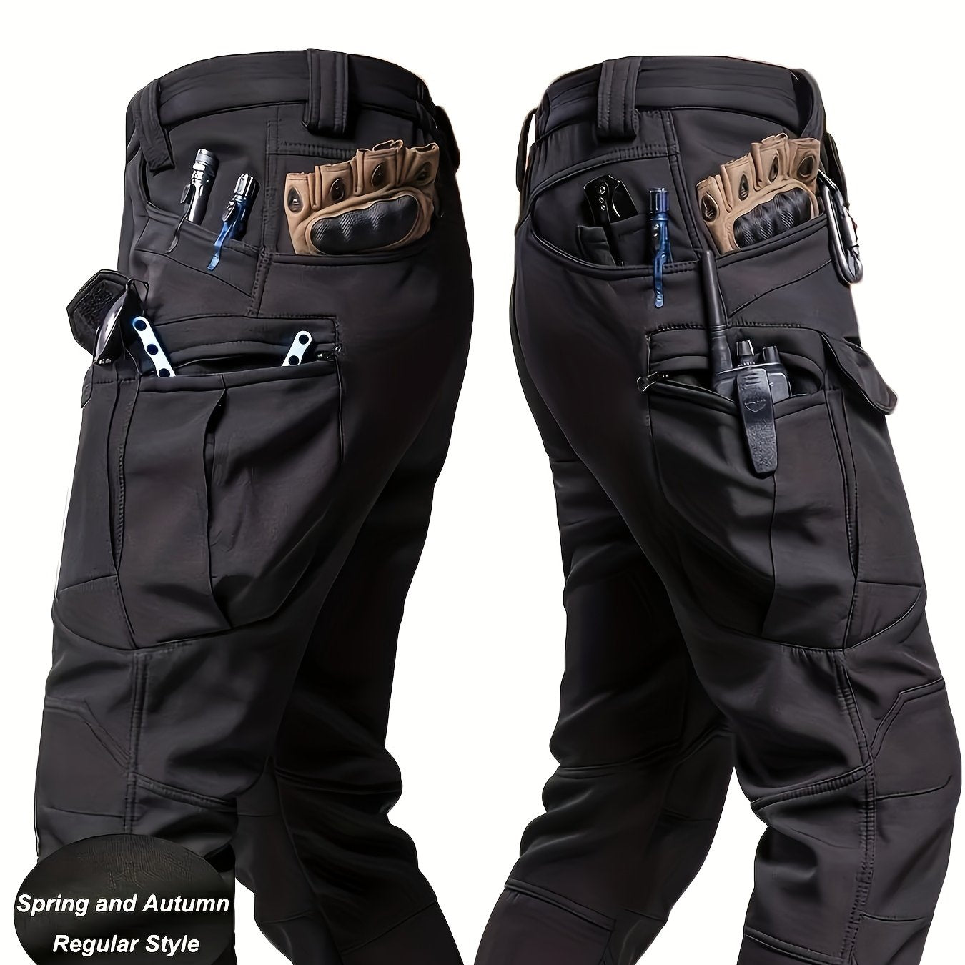 Men's Tactical Cargo Pants - Stretch Fabric with Multiple Pockets, Regular Fit, Machine Washable - Elastic Waist for Everyday Comfort - Durable Outdoor Hiking and Casual Workwear - Casual Cargo Pants