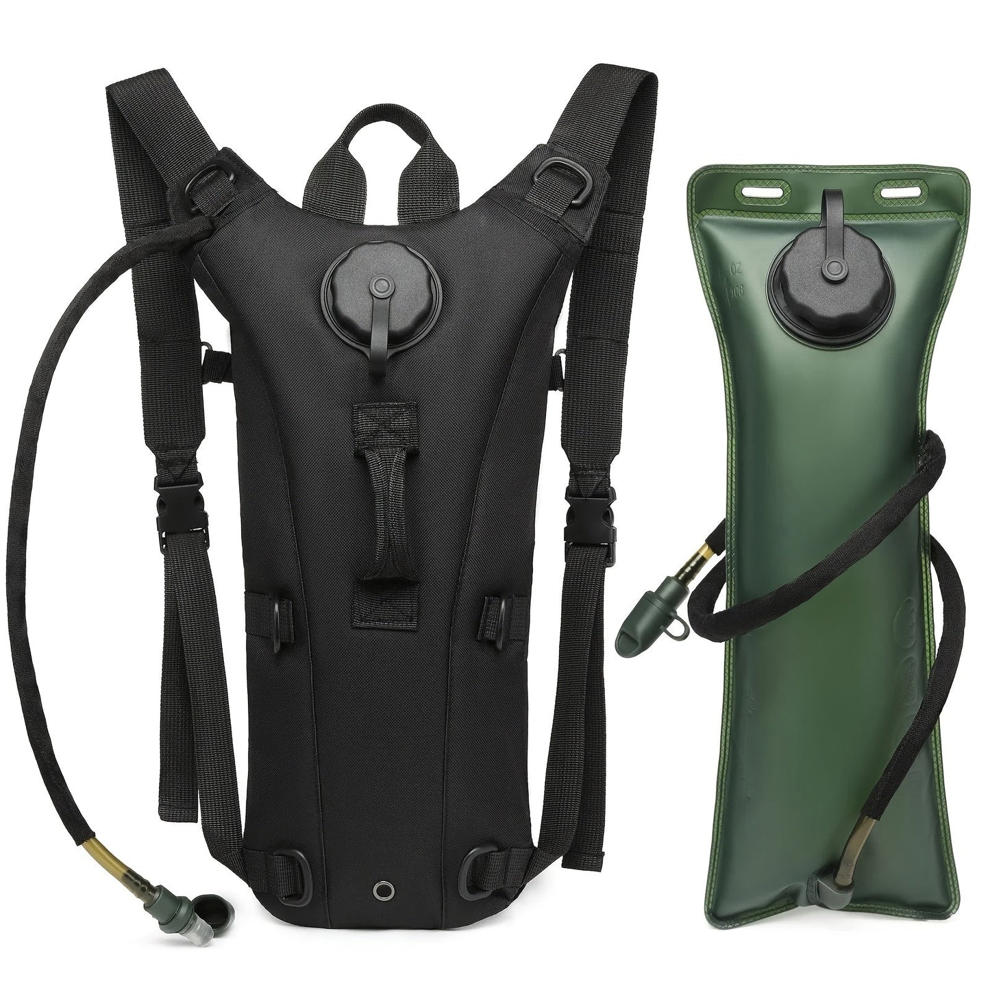 Hydration Backpack with 101.44oz Water Bladder - Tactical Water Bag Lightweight WithAdjustable Straps, Large Capacity for Hiking, Biking, Running & Climbing, Black, HikingBackpack