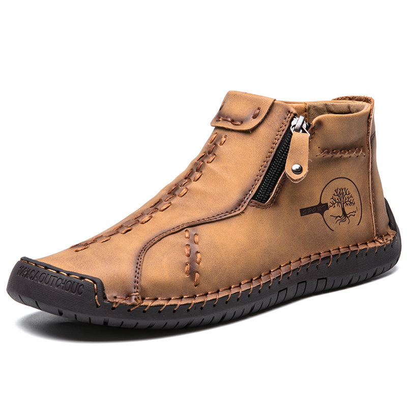 Men's Handmade PU Boots with Zipper, Casual