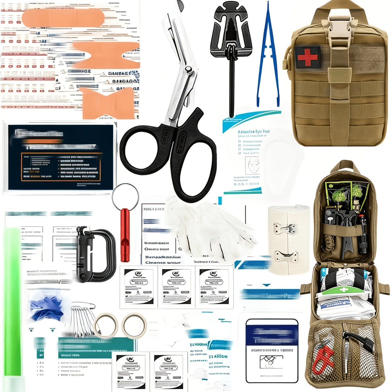 Versatile Outdoor Emergency Kit]Compatible with MOLLE System, This Survival First Aid Set Is a Must-Have for Camping, Hunting, Hiking, And Fishing. A Universal Emergency Gear Suitable for Both Men And Women, It Makes a Practical Gift Option