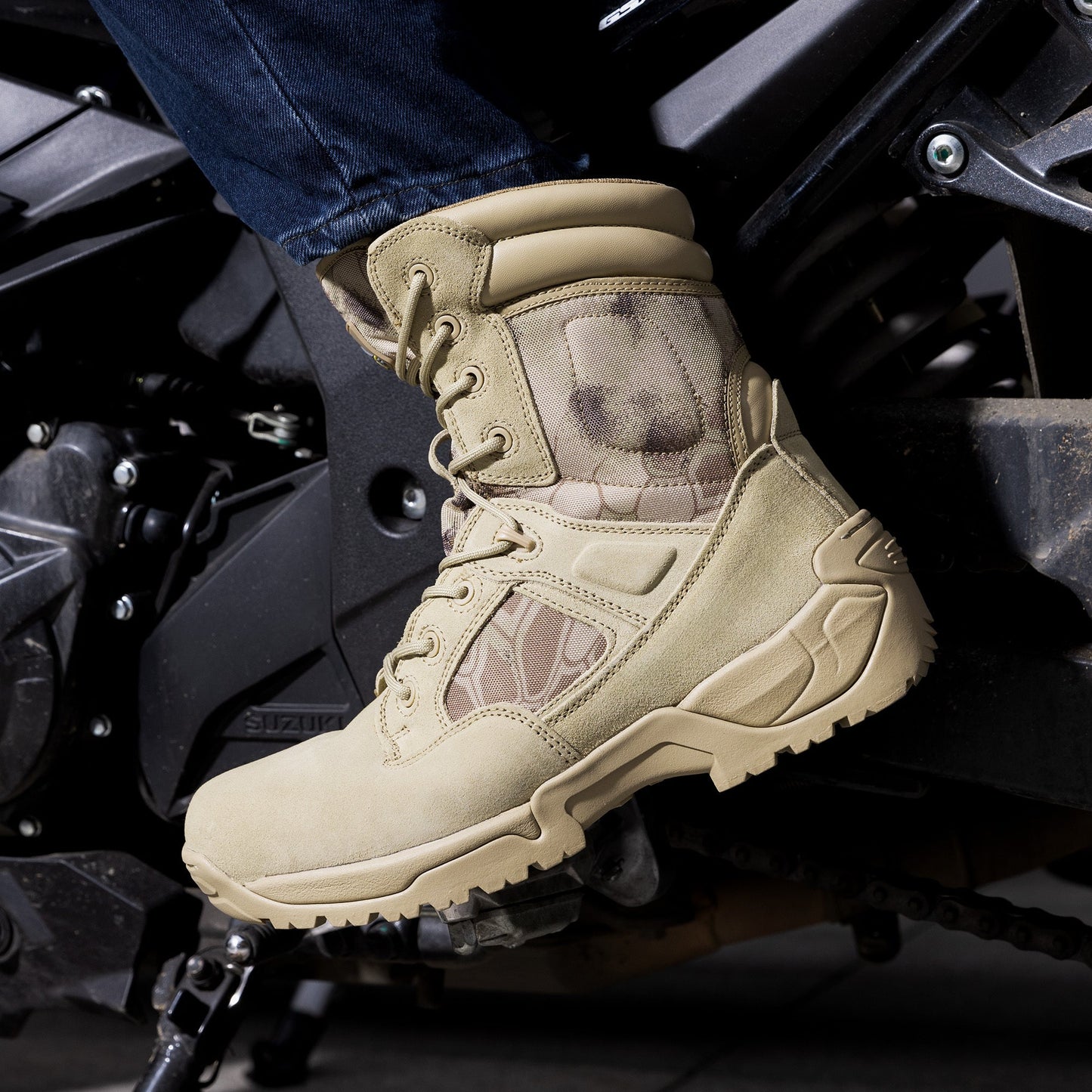 NORTIV 8 Men's Tactical Boot Waterproof Lightweight Comfortable Boots for Work Motorcycle Combat Boots Side Zipper Hiking Outdoor Climbing Activities All Day All Season Christmas Gifts