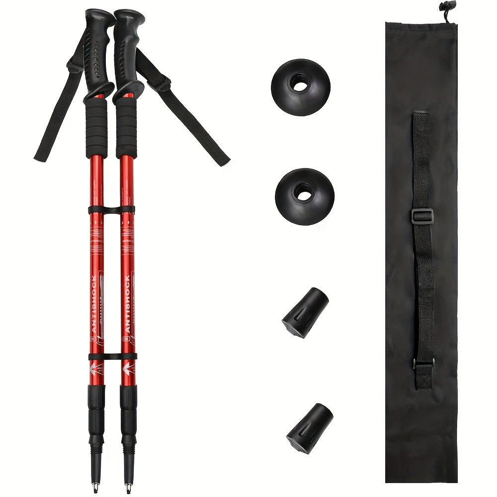 2pcs Adjustable Aluminum Alloy Trekking Poles 23.62 Inches - 59.6 Inches Adjustable at Will, Suitable for Hiking, Rock Climbing And Outdoor Adventure - Perfect Labor Day Equipment for Hiking Enthusiasts