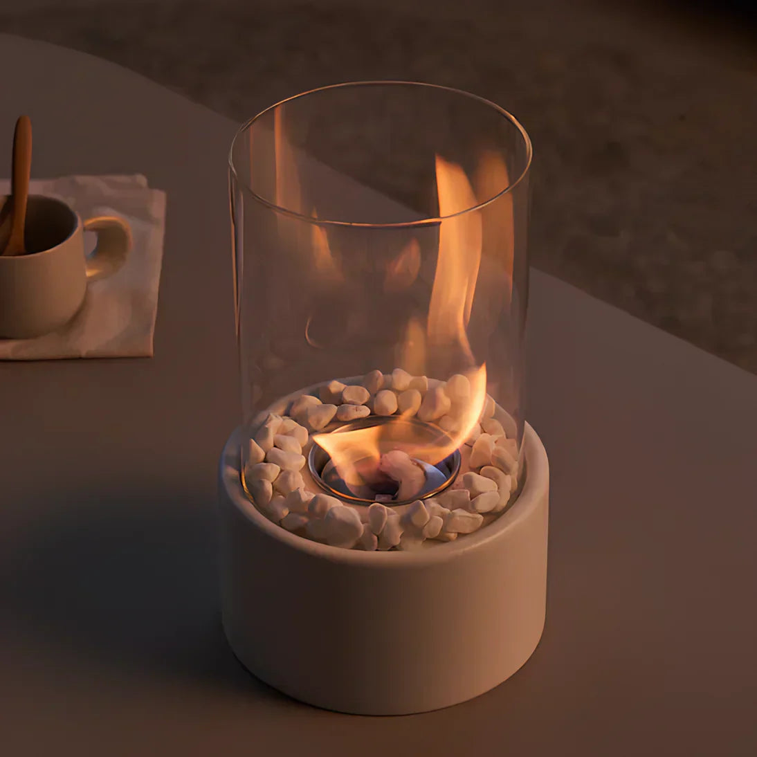 FlameAura | Chimenea de mesa de bioetanol – Llama sin humo y diseño moderno